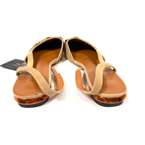 Harper & Lane Beige Suede Slingback Flats Gold Horsebit Low Heel Size 40 New - Picture 10 of 13